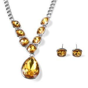 Sim.Yellow Sapphire Earrings & Necklace.